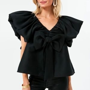 Tuckernuck Black Puff Sleeve Blouse